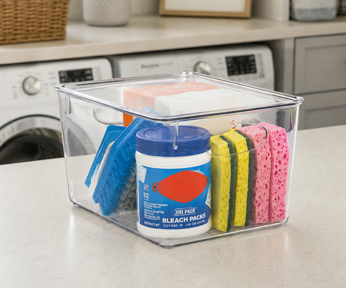 11" x 7.5" x 6" Clear Plastic Storage Bins with Lids