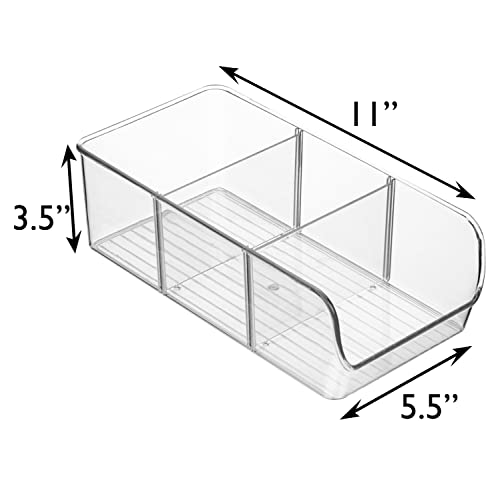 11" x 5.5" x 3.5" Clear Plastic Storage Bins with Dividers