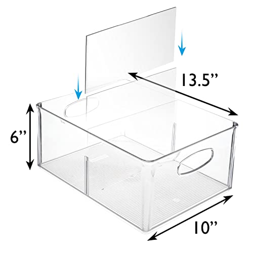 13.5" x 10" x 6" Clear Plastic Storage Bins with Dividers