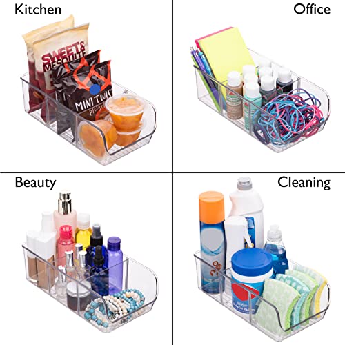 11" x 5.5" x 3.5" Clear Plastic Storage Bins with Dividers