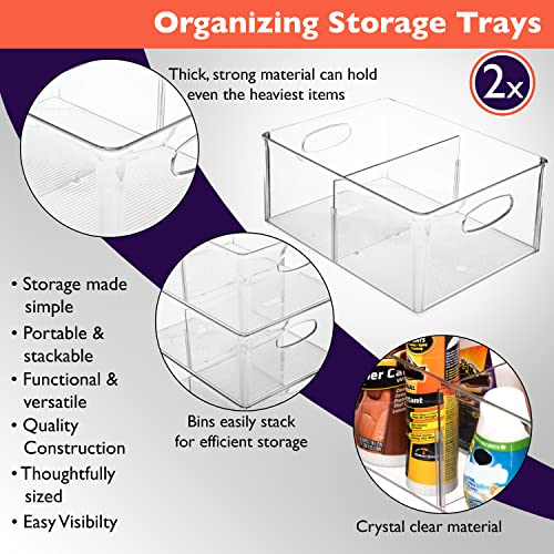 13.5" x 10" x 6" Clear Plastic Storage Bins with Dividers