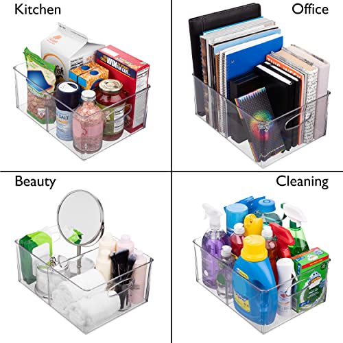 13.5" x 10" x 6" Clear Plastic Storage Bins with Dividers
