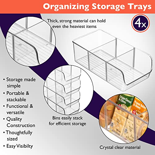 11" x 5.5" x 3.5" Clear Plastic Storage Bins with Dividers