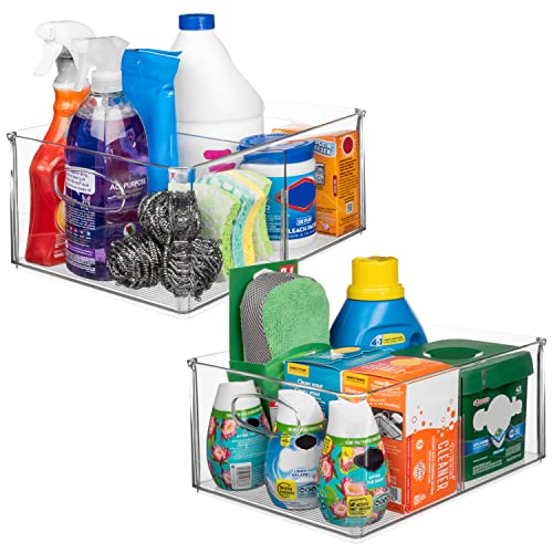 13.5" x 10" x 6" Clear Plastic Storage Bins with Dividers