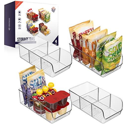11" x 5.5" x 3.5" Clear Plastic Storage Bins with Dividers