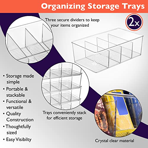 10" x 6" x 3" Clear Plastic Storage Bins with Dividers
