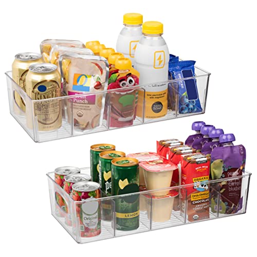 ClearSpace Plastic Pantry Organization and Storage Bins with Removable Dividers XL Perfect for Kitchen,Refrigerator, Cabinet, 4 Pack