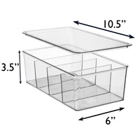 10" x 6" x 3" Clear Plastic Storage Bins with Dividers and Lids