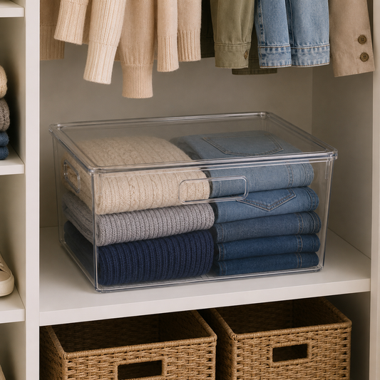 12.5" x 12.5" x 7" Clear Plastic Storage Bins with Lids