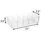 15" x 7.3" x 3.5" Clear Plastic Storage Bins with Dividers
