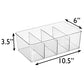 10" x 6" x 3" Clear Plastic Storage Bins with Dividers