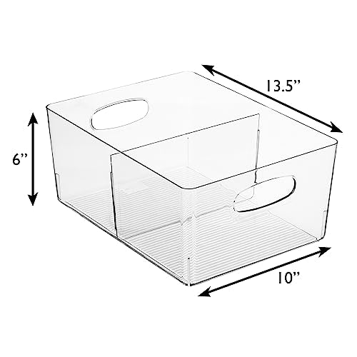 13.5" x 10" x 6" Clear Plastic Storage Bins with Dividers