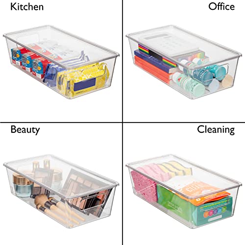 12 x 6 x 3.2 Clear Plastic Storage Bins with Lids