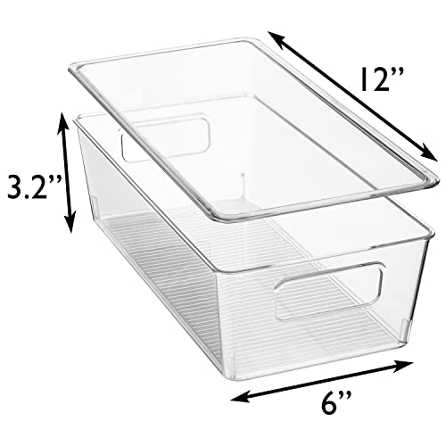 12" x 6" x 3.2" Clear Plastic Storage Bins with Lids