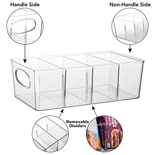 10" x 6" x 3" Clear Plastic Storage Bins with Dividers