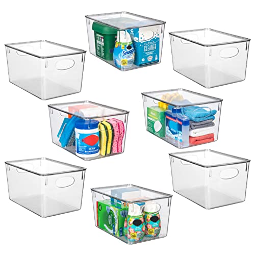 12.5 x 7 x 6 Clear Plastic Storage Bins with Lids