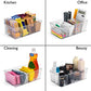 10" x 6" x 3" Clear Plastic Storage Bins with Dividers