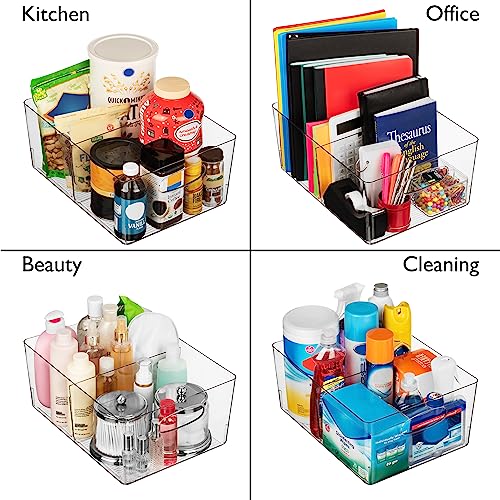 13.5" x 10" x 6" Clear Plastic Storage Bins with Dividers