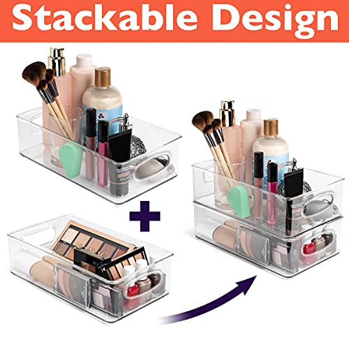 6 Pack Small Plastic Storage Bins (10.2 x 7.3 x 3.9 in)