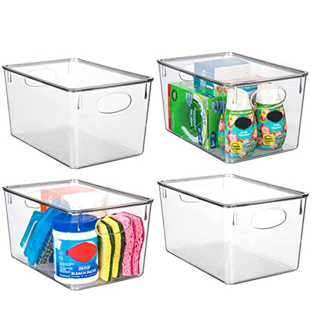 12.5 x 7 x 6 Clear Plastic Storage Bins with Lids