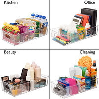 15" x 7.3" x 3.5" Clear Plastic Storage Bins with Dividers