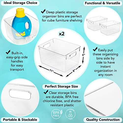 11" x 8" x 6" Clear Plastic Storage Bins