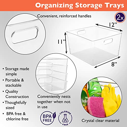 12" x 11" x 8" Clear Plastic Storage Bins