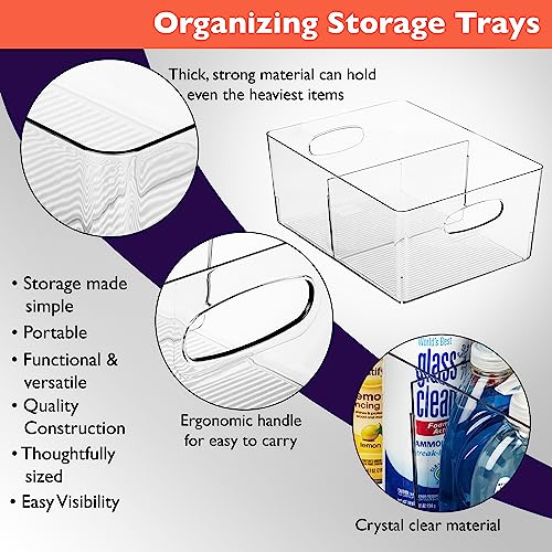 13.5" x 10" x 6" Clear Plastic Storage Bins with Dividers