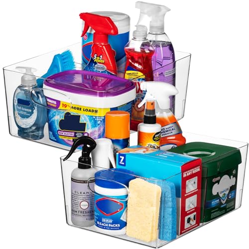 13.5" x 10" x 6" Clear Plastic Storage Bins with Dividers