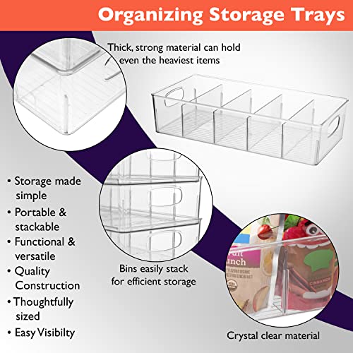 15" x 7.3" x 3.5" Clear Plastic Storage Bins with Dividers