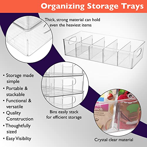 Sorbus Clear Plastic Storage Bins with Dividers Stackable