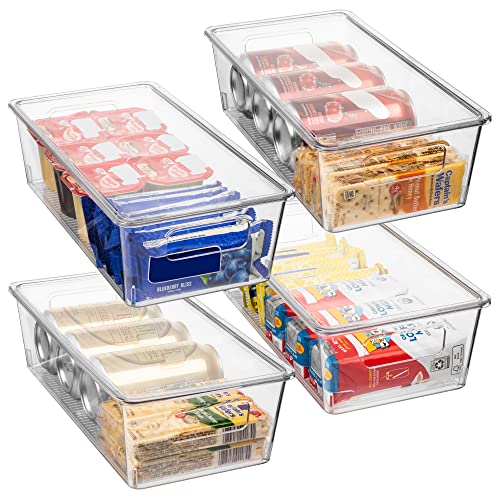 4/ Clear Pantry Storage Organizer Bins With Lids, Plastic Storage